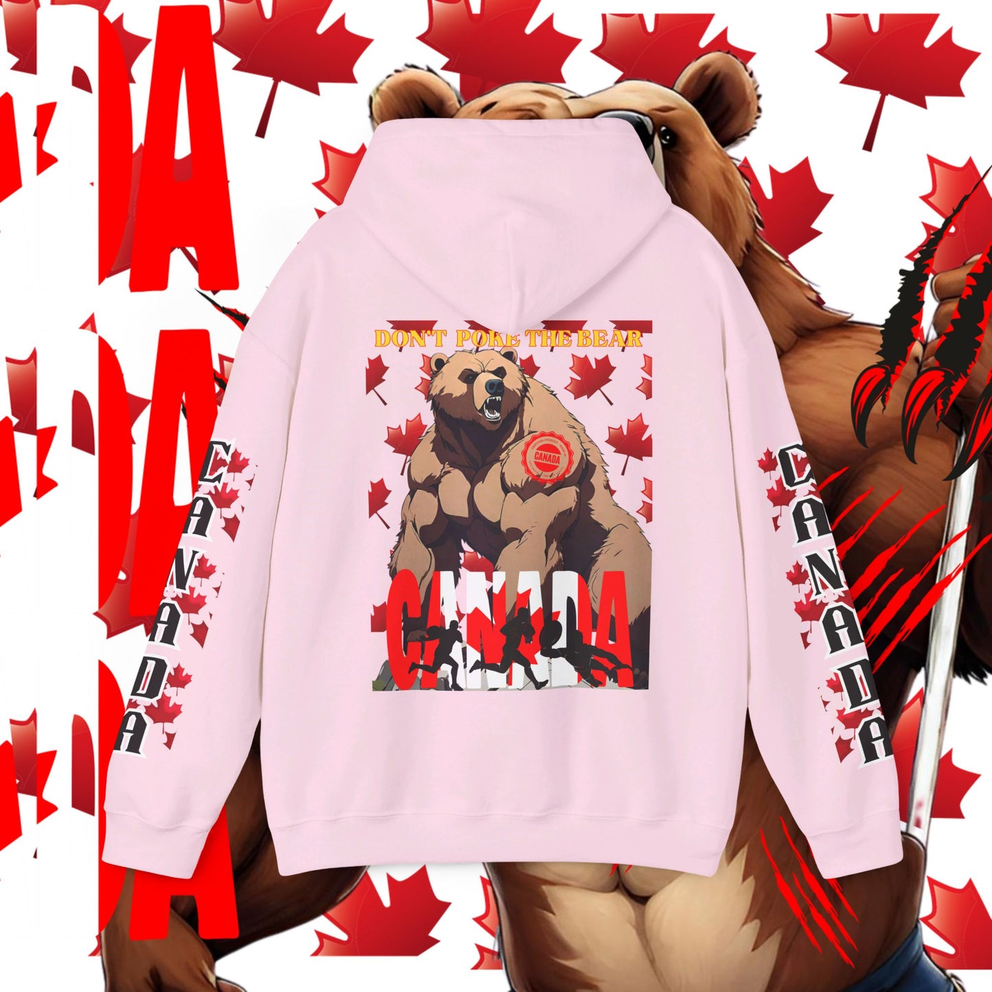 Canada Hoodie, Canada hooded Sweatshirt, Canadian Bear hoodie, Rugby Hoodie, unisex