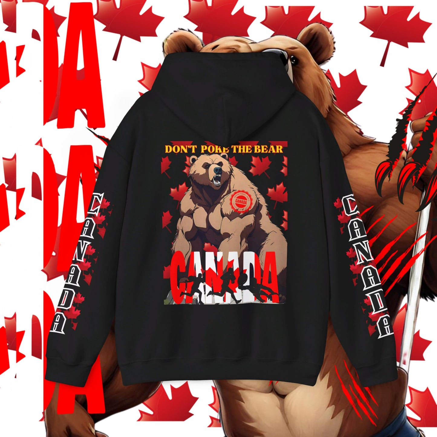 Canada Hoodie, Canada hooded Sweatshirt, Canadian Bear hoodie, Rugby Hoodie, unisex