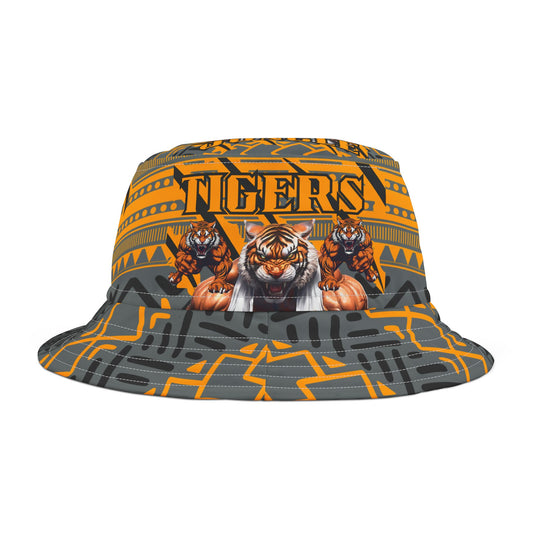 Bucket Hat, Tigers Jungle Footy Design, Animal Print Cap, Safari Theme Headwear, Wildlife Lover Accessory, Outdoor Adventure Clothing