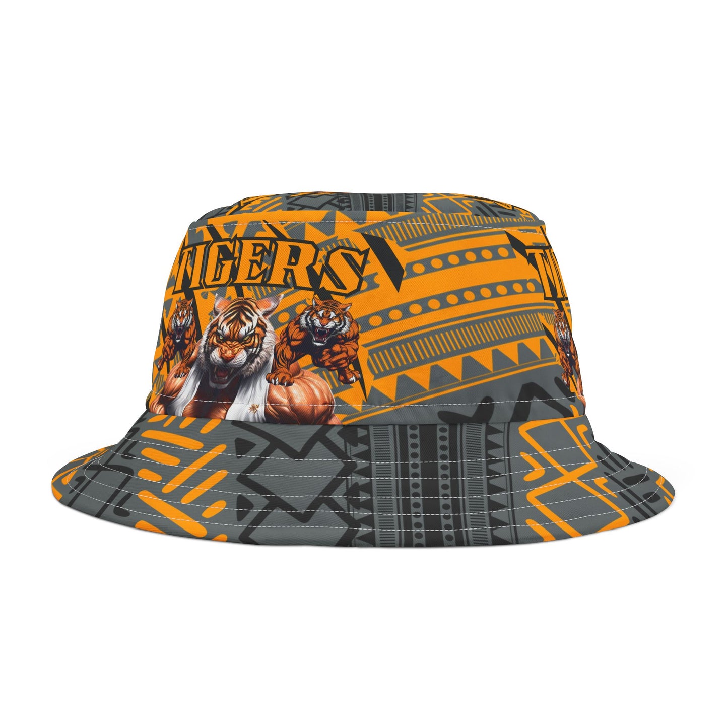 Bucket Hat, Tigers Jungle Footy Design, Animal Print Cap, Safari Theme Headwear, Wildlife Lover Accessory, Outdoor Adventure Clothing