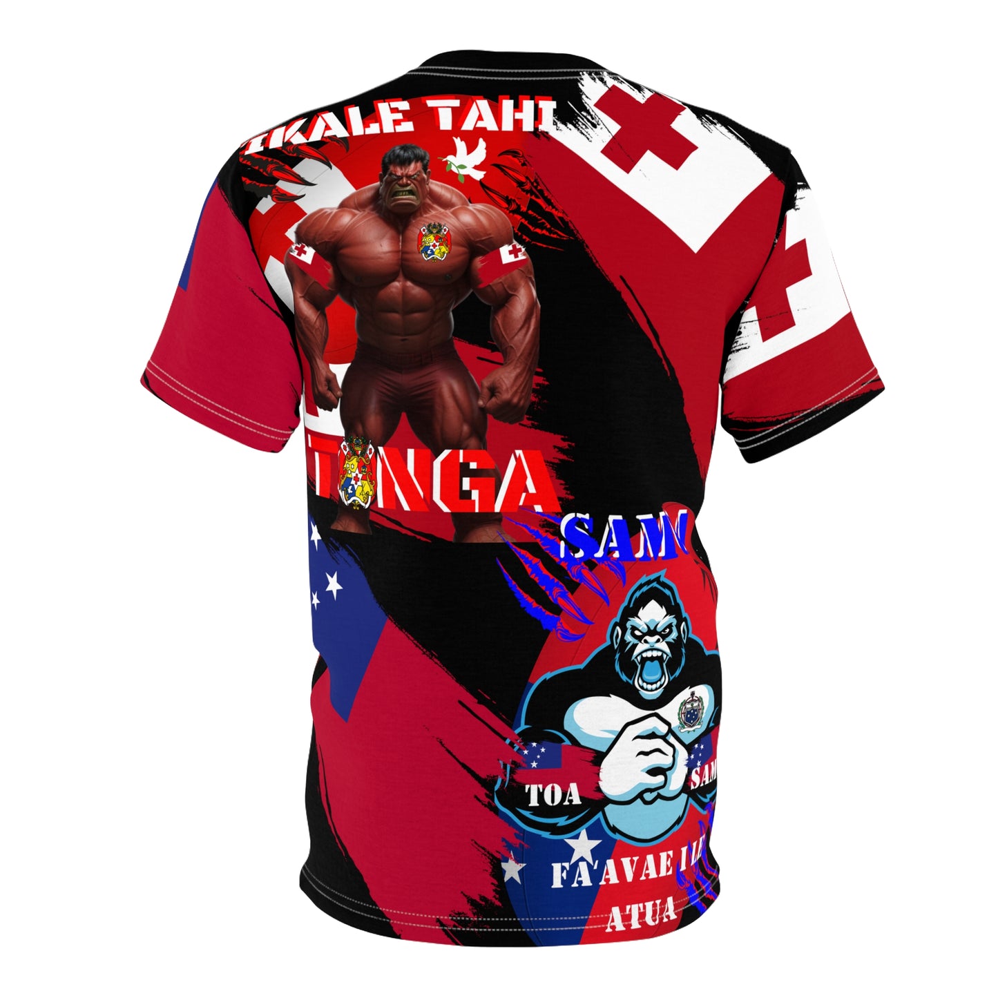 Tonga Samoa Dual Split T-Shirt, Pacific Islander Supporter Tee, Tonga Samoa Heritage Shirt, Dual Flag Design Tee, tonga and Samoa