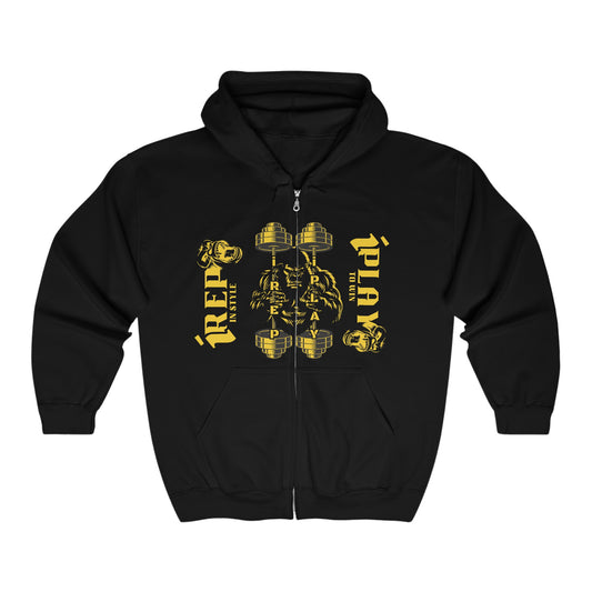 Custom Gym Logo Full Zip Hoodie - iREPiPLAY Sweatshirt for Ultimate Comfort