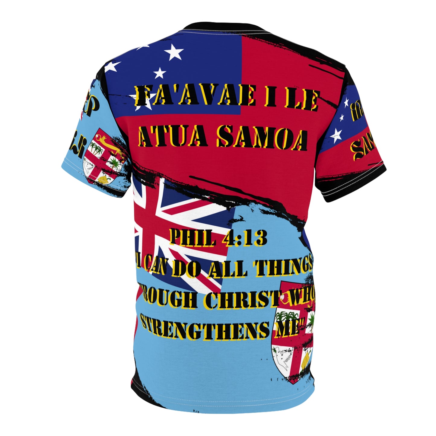 Fiji Samoa Dual Split T-Shirt, Pacific Islander Supporter Tee, Fiji Samoa Heritage Shirt, Dual Flag Design Tee, Polynesian Pride Apparel