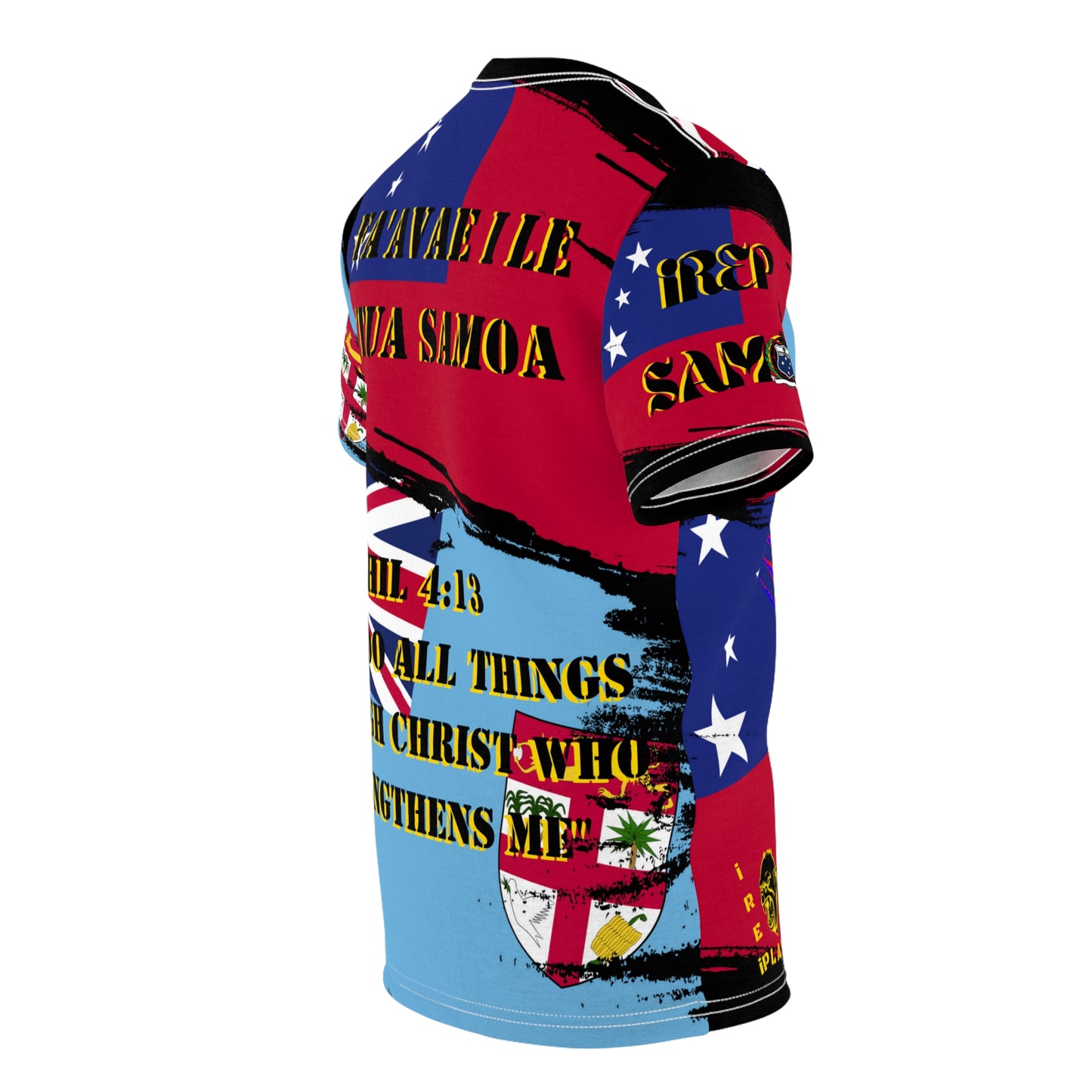 Fiji Samoa Dual Split T-Shirt, Pacific Islander Supporter Tee, Fiji Samoa Heritage Shirt, Dual Flag Design Tee, Polynesian Pride Apparel