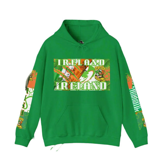 Ireland Irish Hoodie, Irish rugby pullover, luck of the Irish hoodie, 4 leaf clover, leprechaun, Ireland rugby, unisex hoodie,