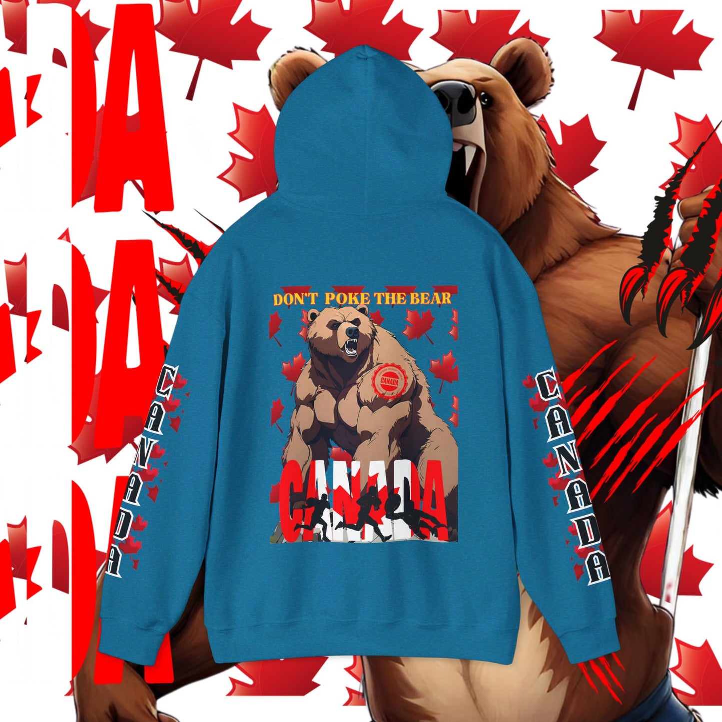 Canada Hoodie, Canada hooded Sweatshirt, Canadian Bear hoodie, Rugby Hoodie, unisex