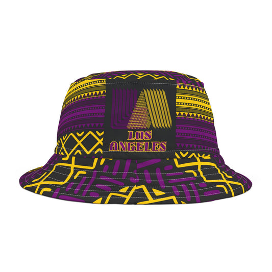 Bucket Hat Los Angeles Purple and Gold LA, LA Bucket Hat, Los Angeles Cap, Purple and Gold Hat, LA City Hat, Trendy Streetwear Cap