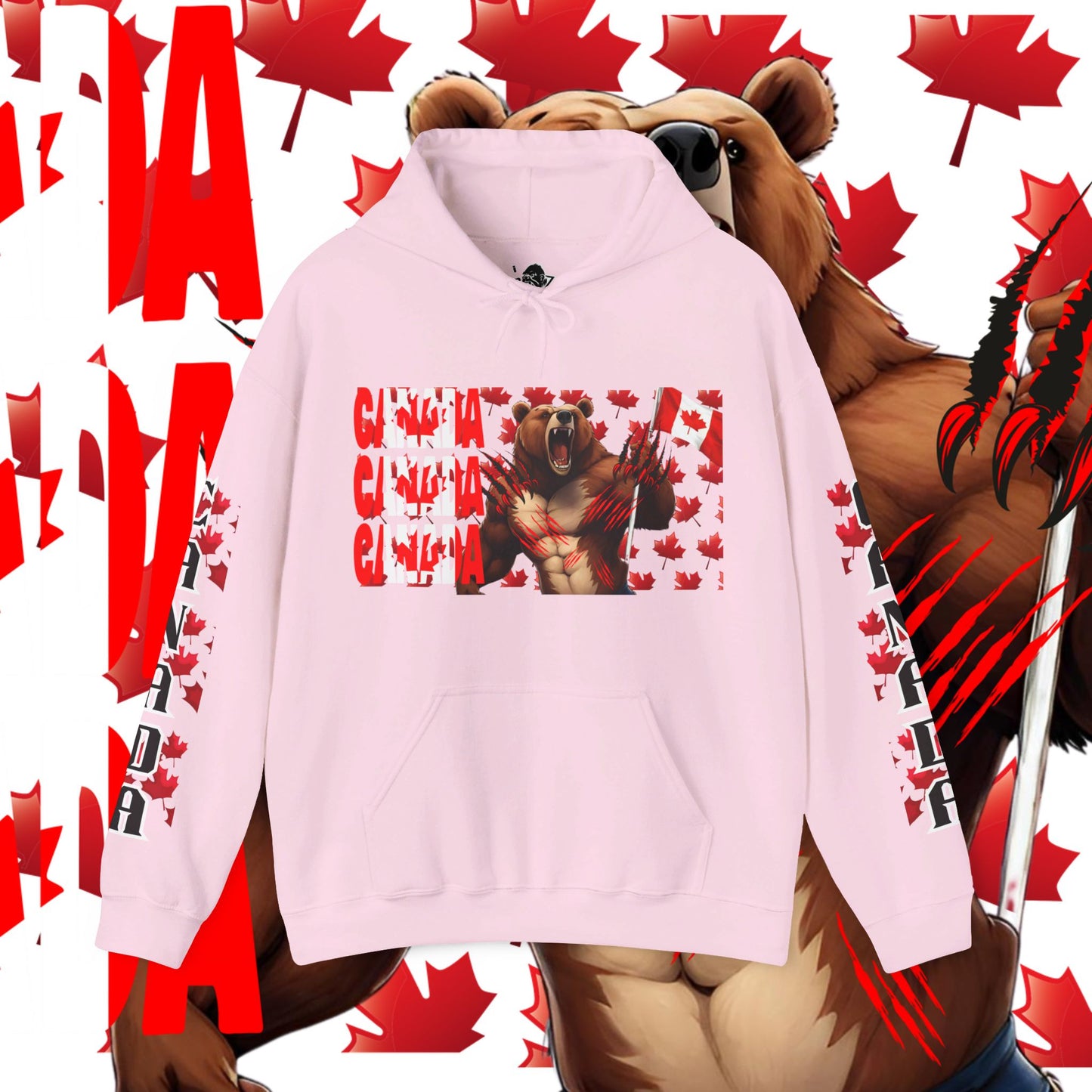 Canada Hoodie, Canada hooded Sweatshirt, Canadian Bear hoodie, Rugby Hoodie, unisex