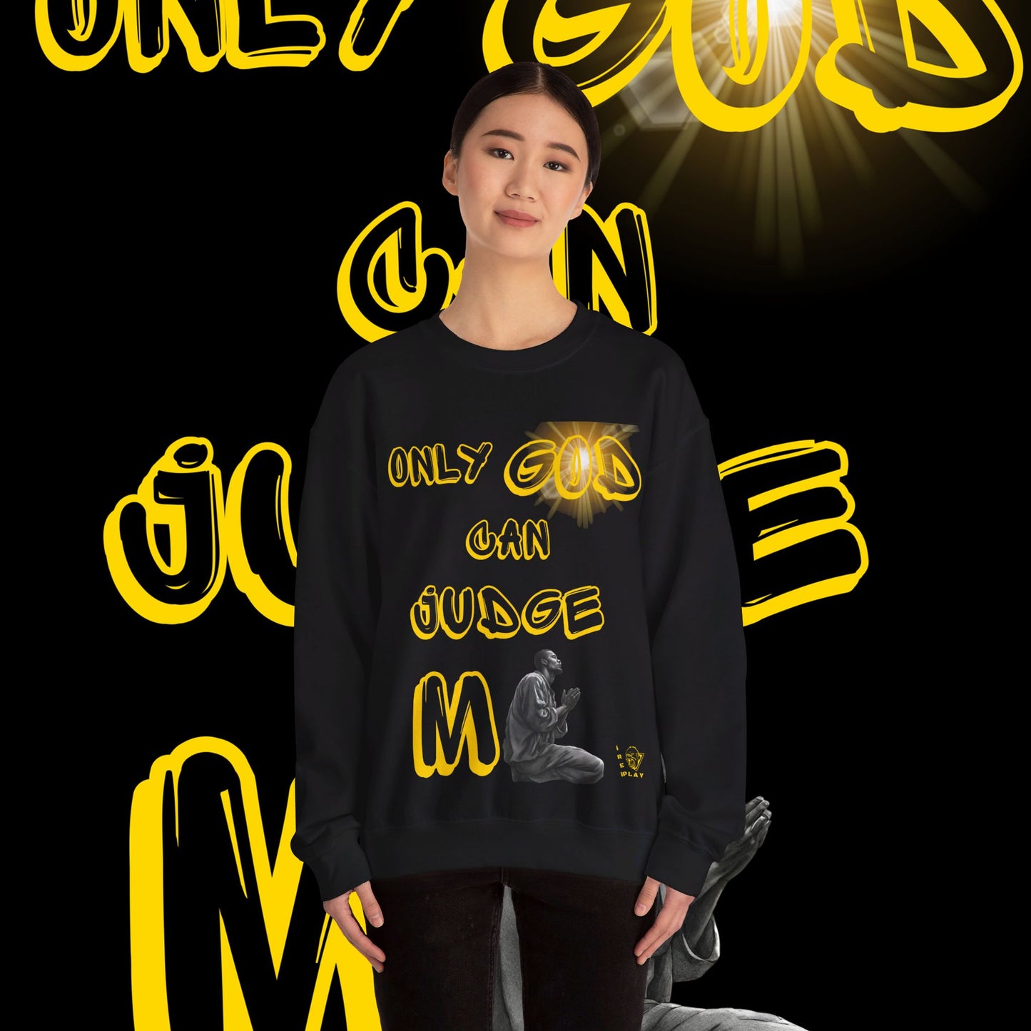 Only God Can Judge Me , WInter, Prayer Unisex Heavy Blend™ Crewneck Sweatshirt