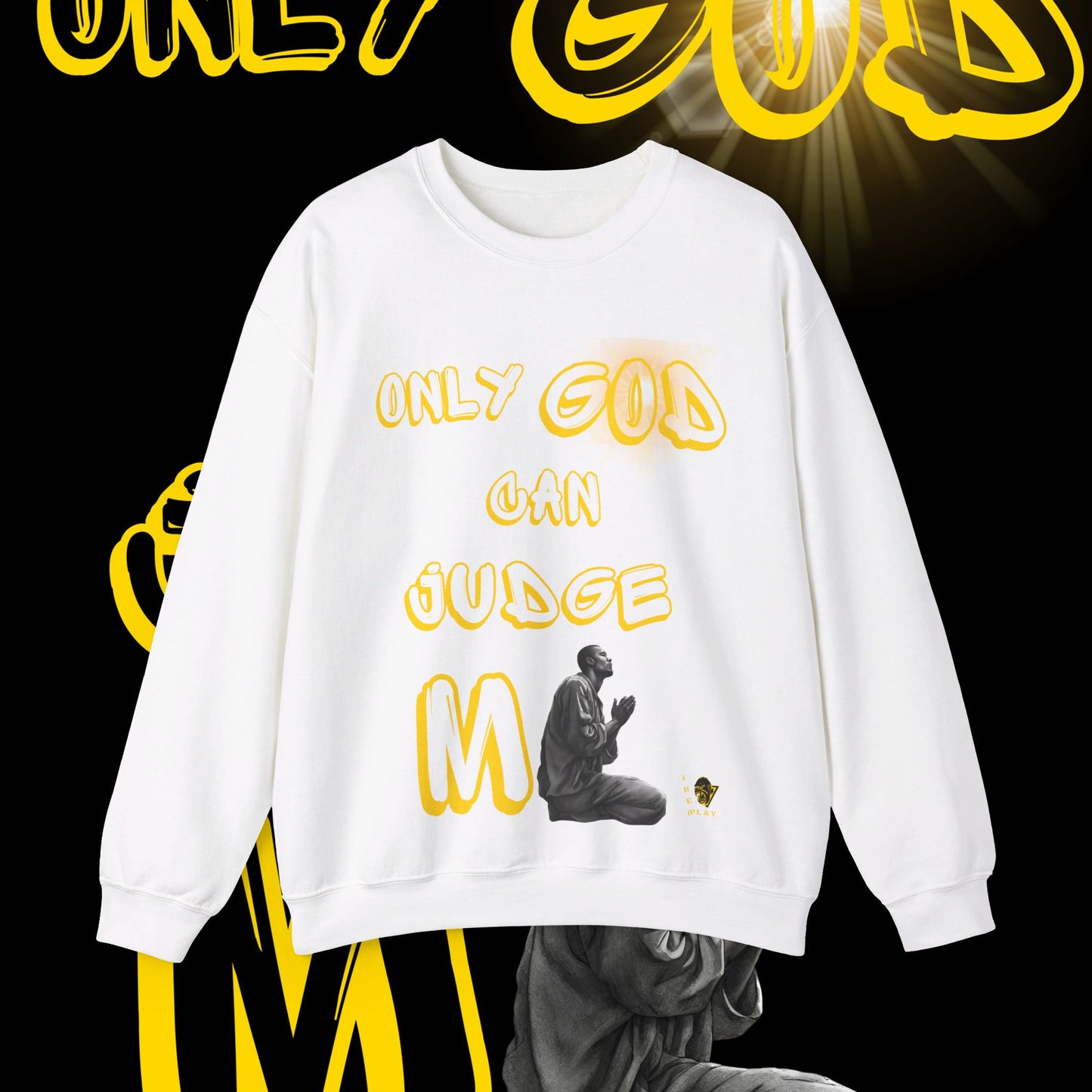 Only God Can Judge Me , WInter, Prayer Unisex Heavy Blend™ Crewneck Sweatshirt