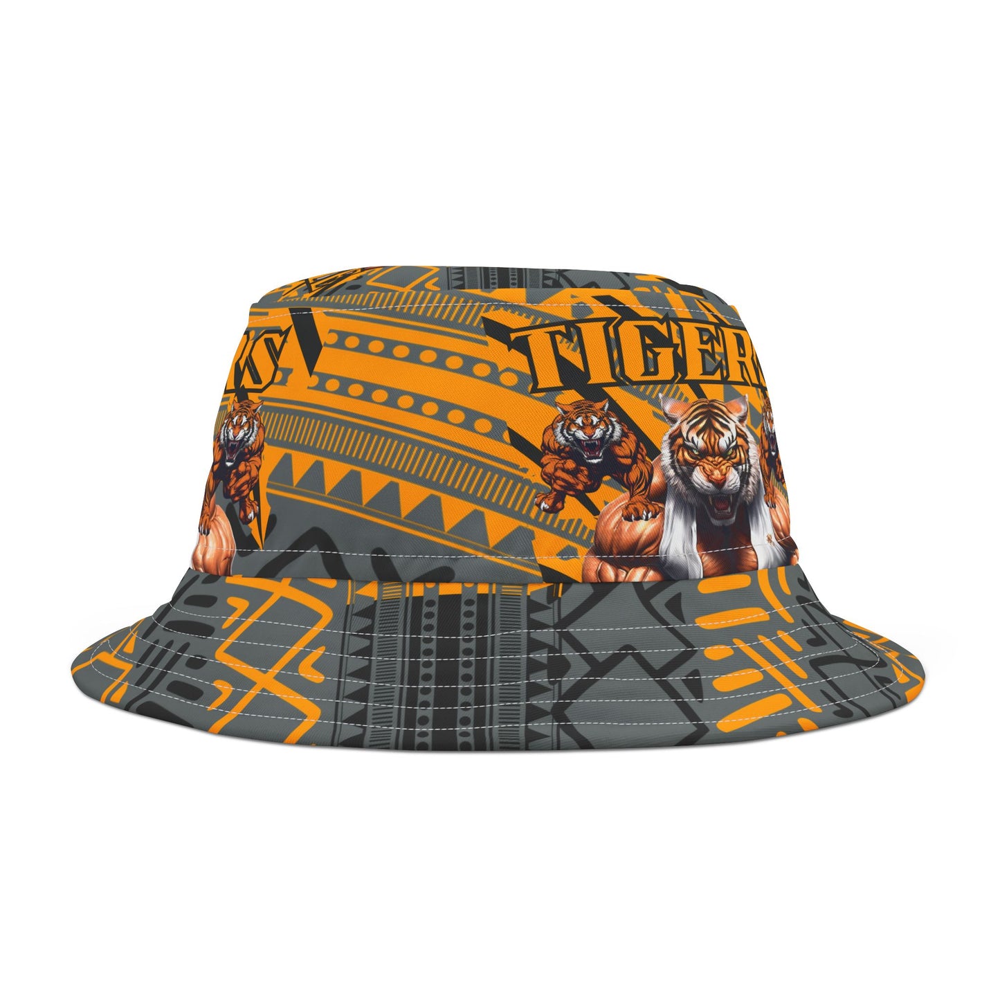 Bucket Hat, Tigers Jungle Footy Design, Animal Print Cap, Safari Theme Headwear, Wildlife Lover Accessory, Outdoor Adventure Clothing