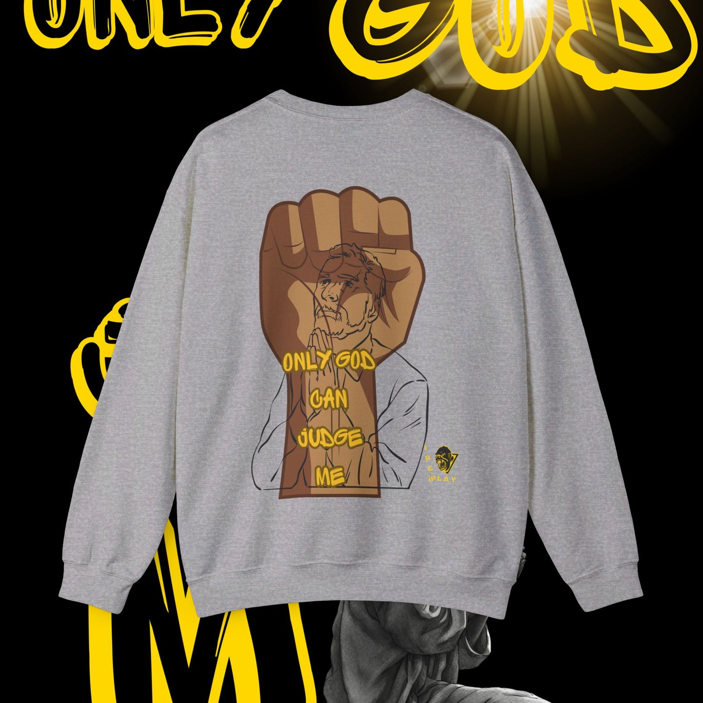 Only God Can Judge Me , WInter, Prayer Unisex Heavy Blend™ Crewneck Sweatshirt