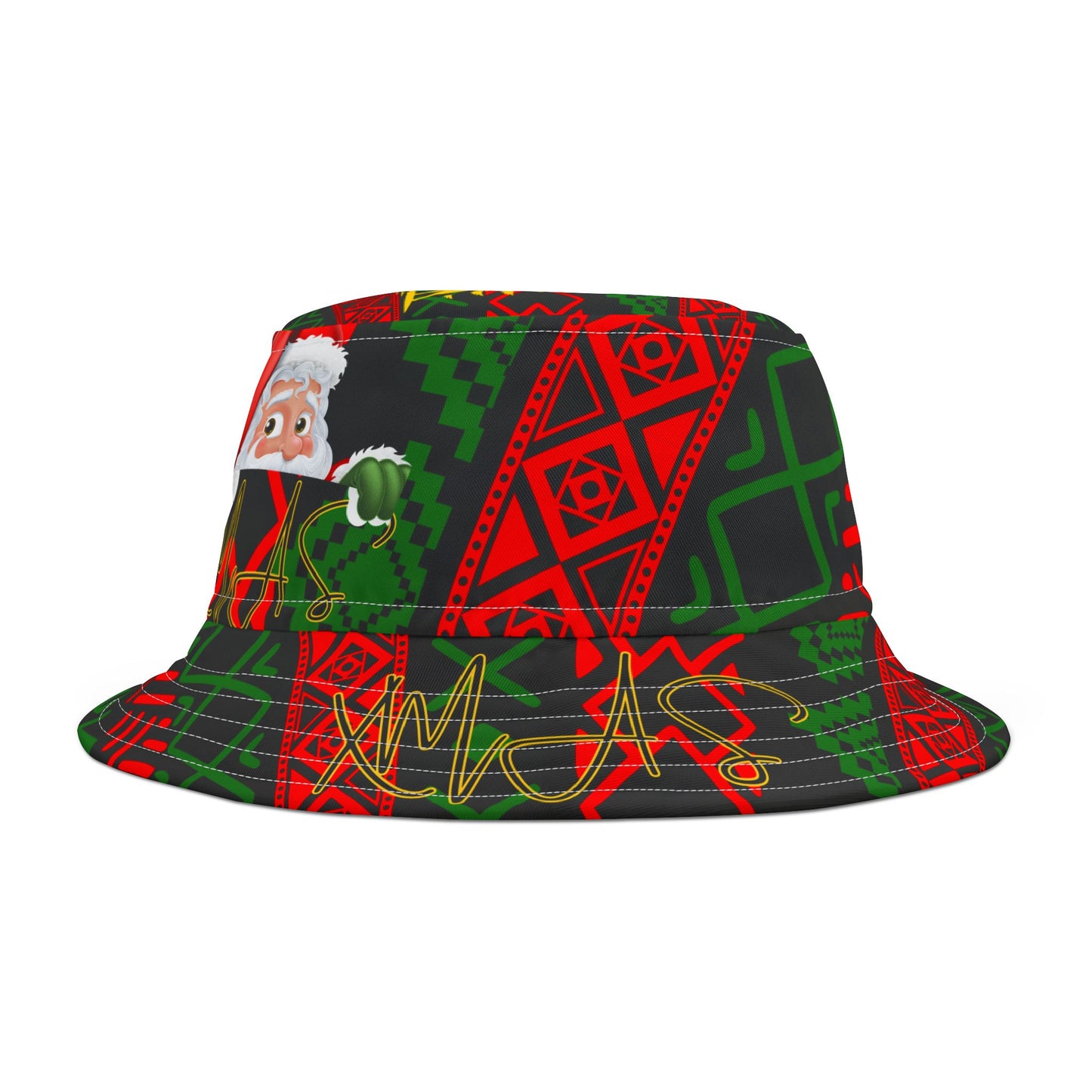 Christmas Bucket Hat - Festive Season Holiday Gift Idea, Summer Sun Protection Cap, Red Santa Claus Pattern, Beach Vacation Accessory,