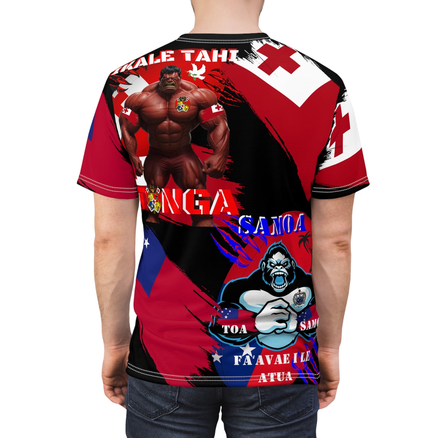 Tonga Samoa Dual Split T-Shirt, Pacific Islander Supporter Tee, Tonga Samoa Heritage Shirt, Dual Flag Design Tee, tonga and Samoa