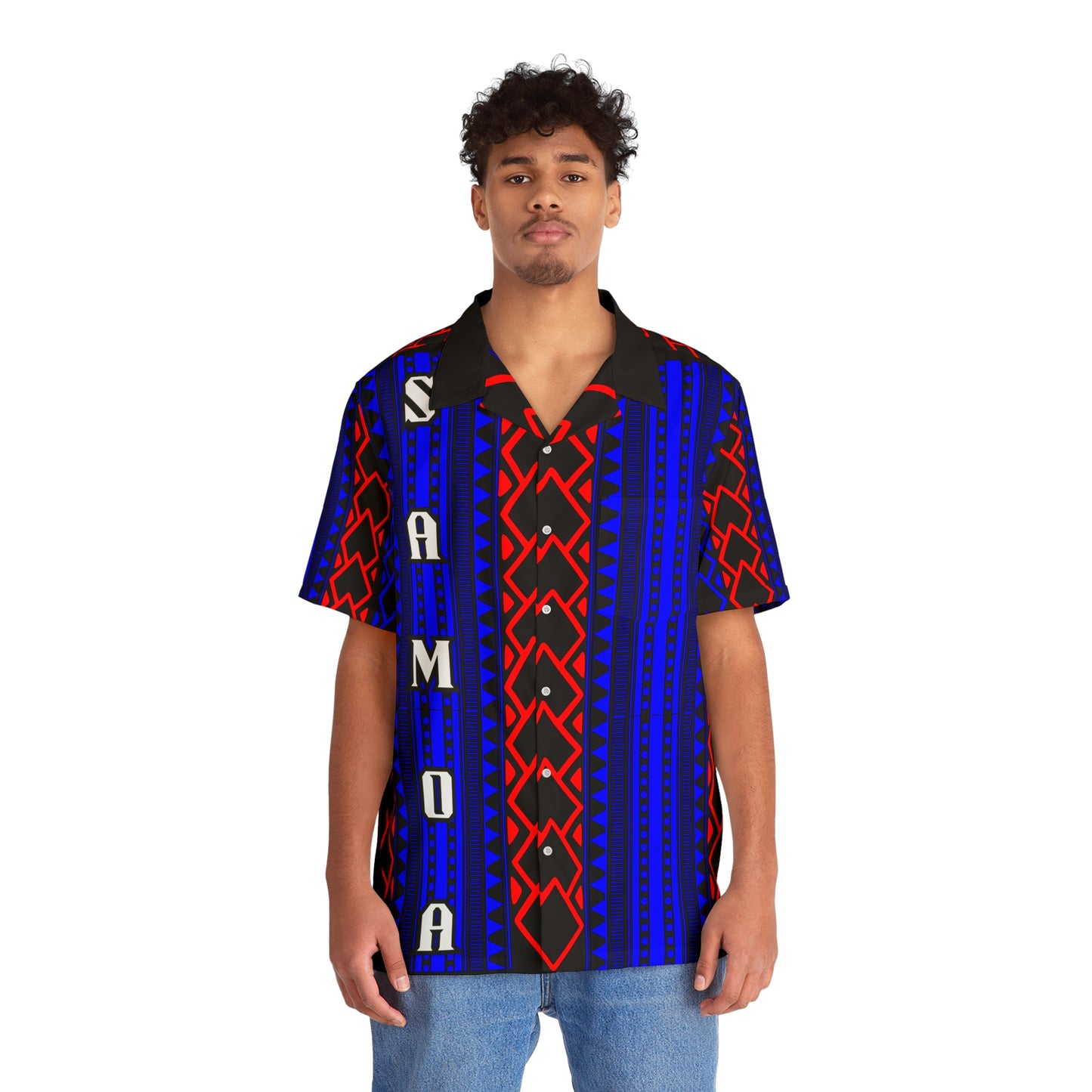 Hawaiian Shirt, Samoan Islander Vibes, Samoa Vacation Apparel, Men's Aloha Top, Tropical Island Paradise Clothing