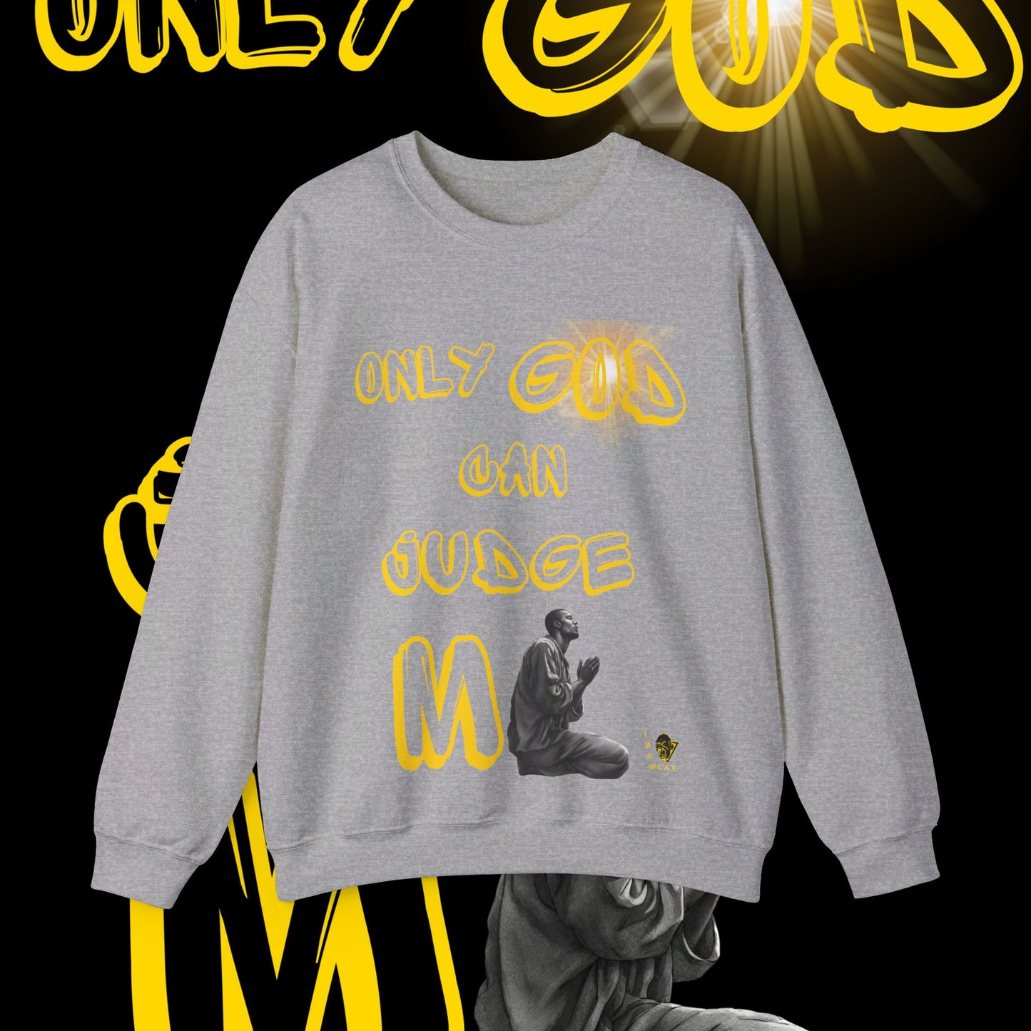 Only God Can Judge Me , WInter, Prayer Unisex Heavy Blend™ Crewneck Sweatshirt