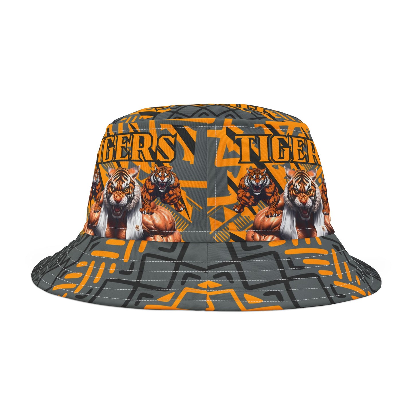 Bucket Hat, Tigers Jungle Footy Design, Animal Print Cap, Safari Theme Headwear, Wildlife Lover Accessory, Outdoor Adventure Clothing