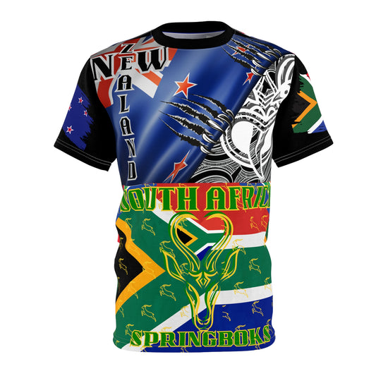 Rugby Championship Unisex Tee, New Zealand South Africa Mix n Match Tshirt, All Blacks Springboks Shirt, Rugby Fan Gift, Rugby Match Day