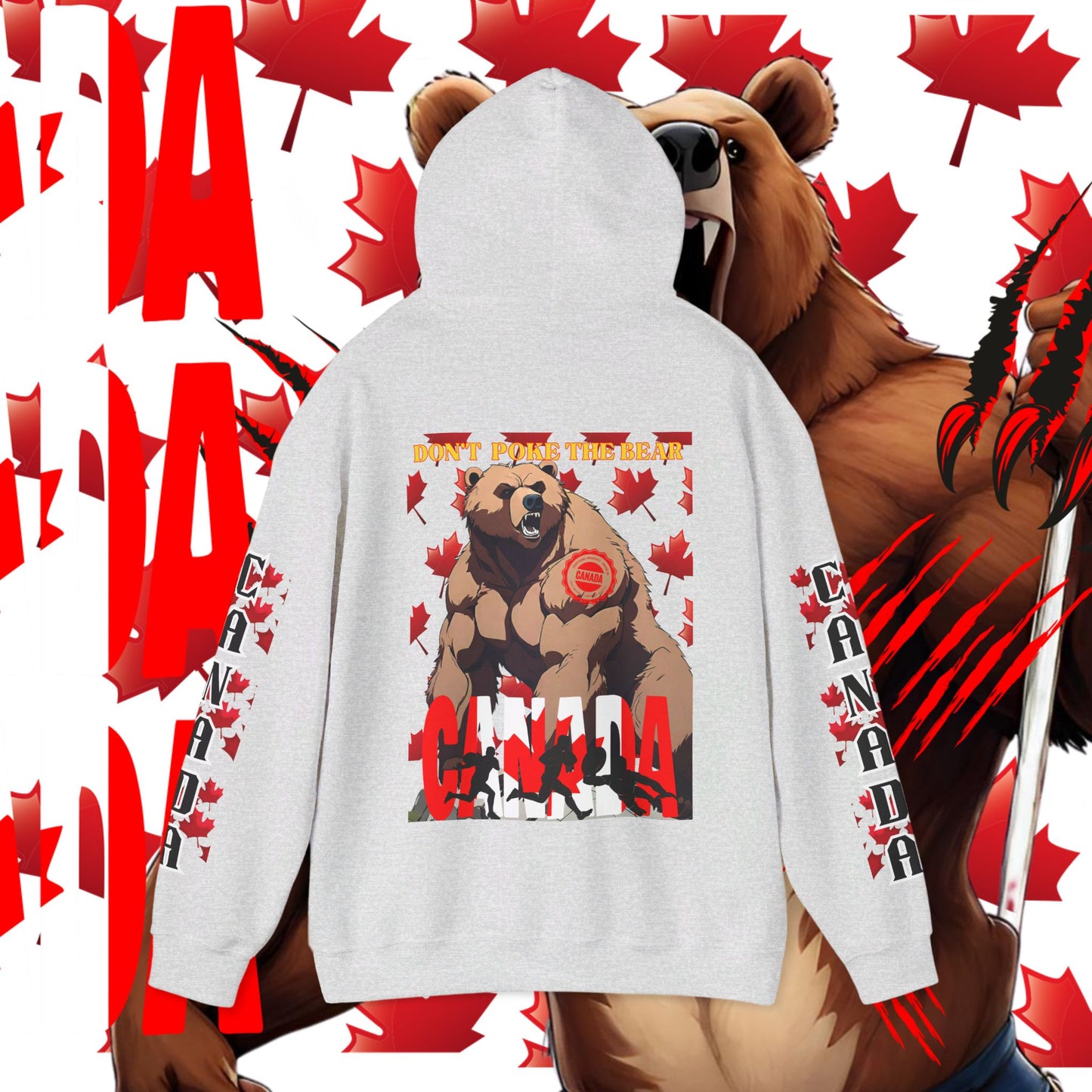 Canada Hoodie, Canada hooded Sweatshirt, Canadian Bear hoodie, Rugby Hoodie, unisex