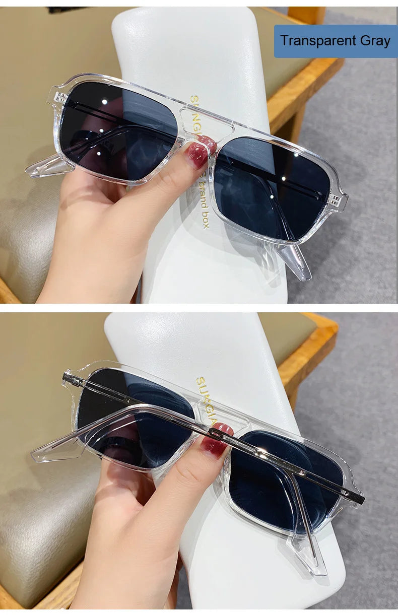 Fashion Vintage Square Sunglasses Woman Brand Retro Small Frame Sun Glasses Female Double Bridges Design Oculos De Sol Feminino