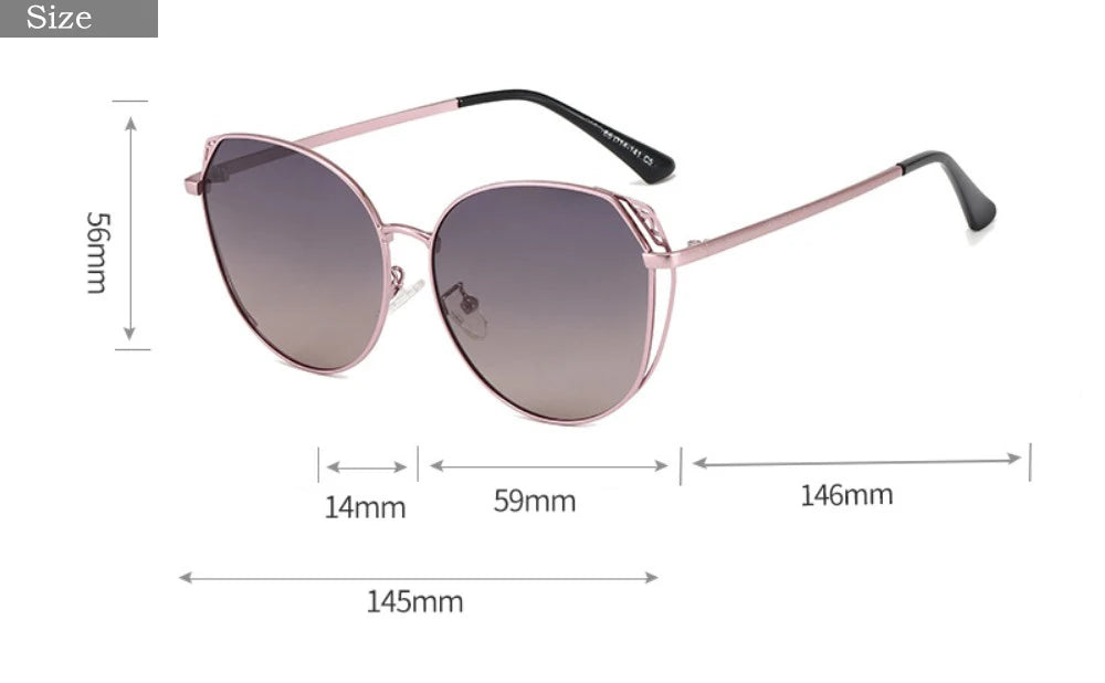 Polarized Sunglasses Women Ladies Sun Glasses Female Vintage Hollow Out Oversized Eyewear UV400