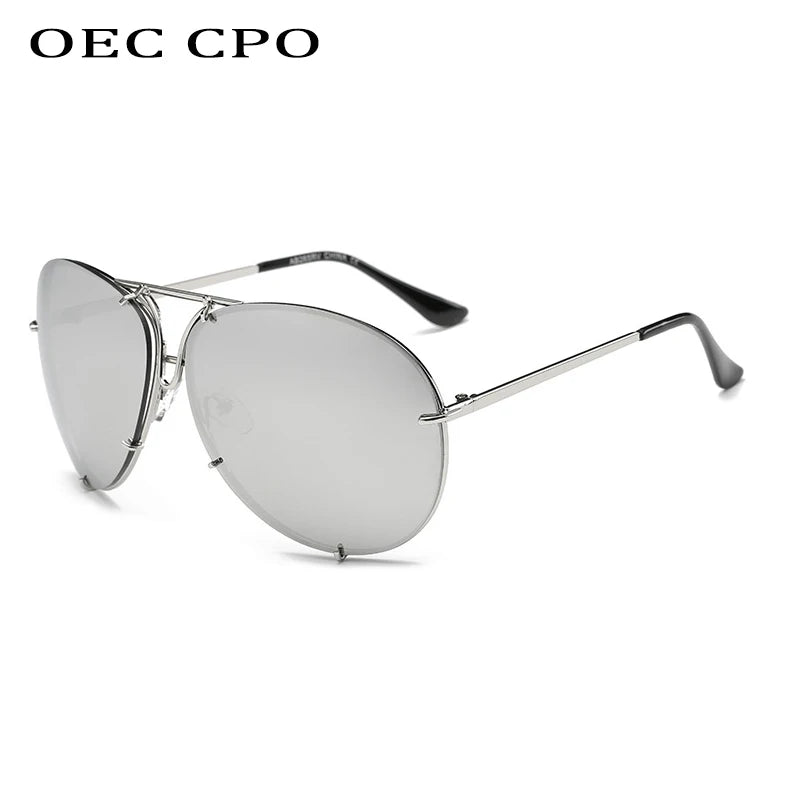 Oversized Pilot Sunglasses for Women - Luxury Brand Metal Mirror UV400 Fashion Shades