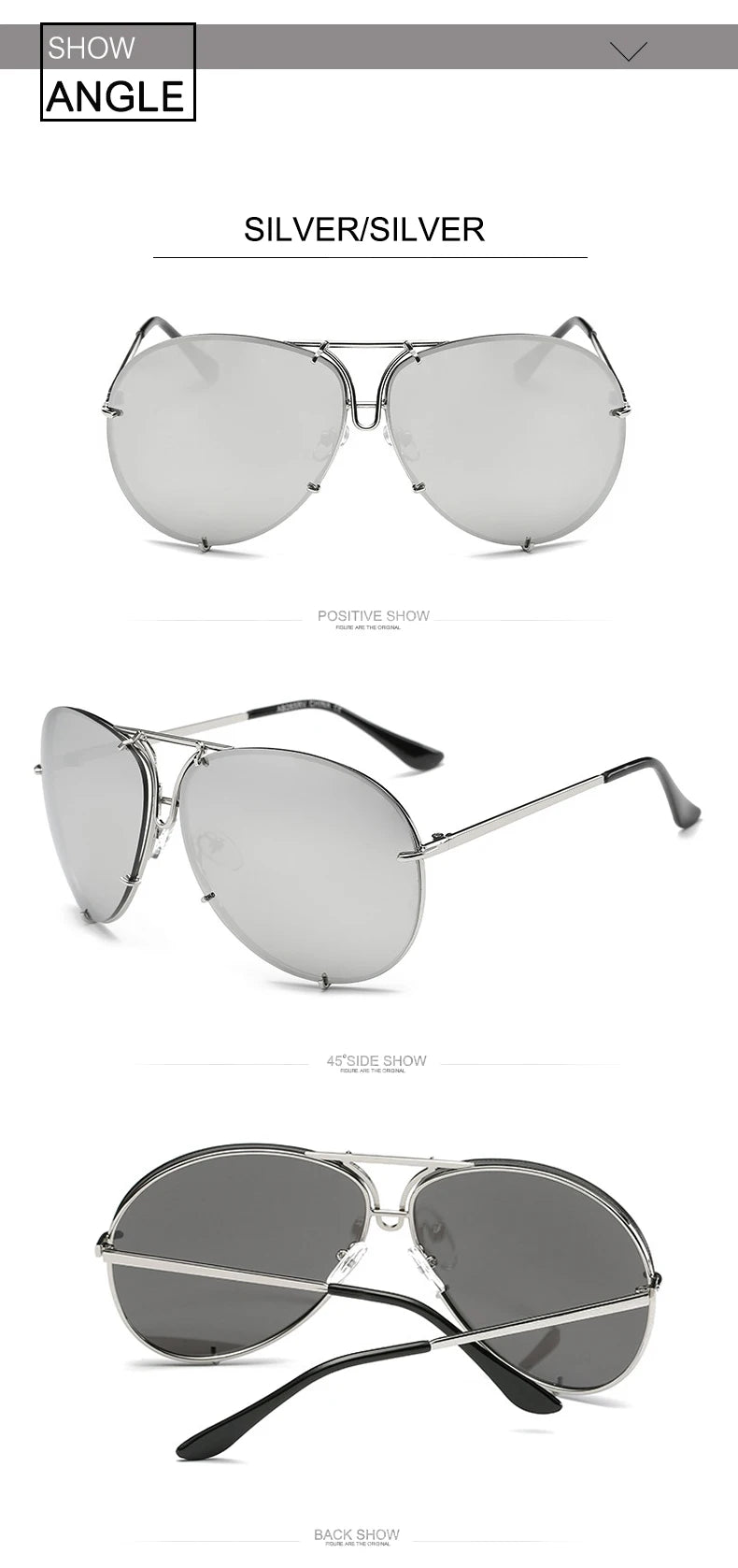 Oversized Pilot Sunglasses for Women - Luxury Brand Metal Mirror UV400 Fashion Shades