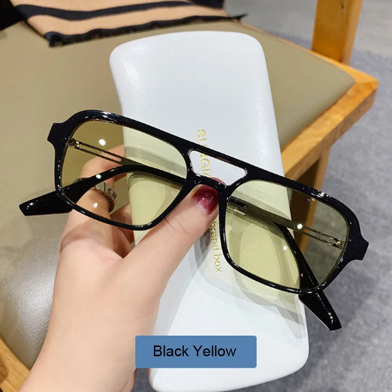 Fashion Vintage Square Sunglasses Woman Brand Retro Small Frame Sun Glasses Female Double Bridges Design Oculos De Sol Feminino