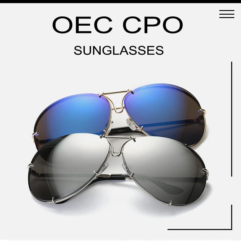 Oversized Pilot Sunglasses for Women - Luxury Brand Metal Mirror UV400 Fashion Shades