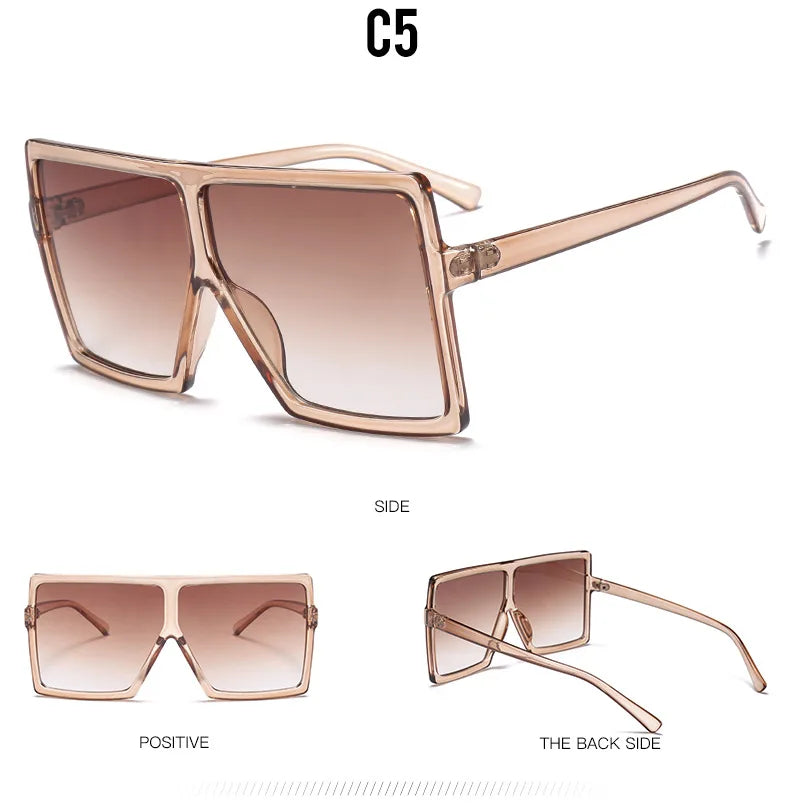 Brand Designer Oversized Square Sunglasses For Women Big UV400 Sun Glasses Womens Sunglasses