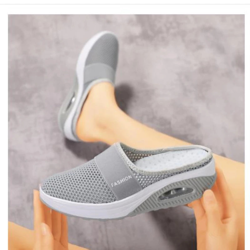 Shoes Air Women Walking Cushion Slip-On  Orthopedic Diabetic Ladies Platform Mules Mesh Lightweight Slipper Wedge Female Sneaker