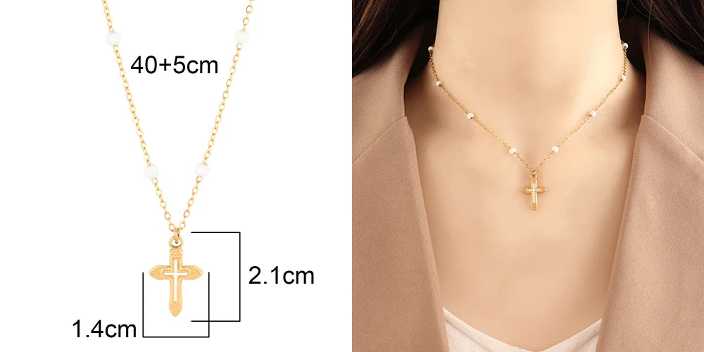 18k Gold Plated Stainless Steel Snake Chain Choker Necklace For Woman Cross Pendants Necklaces Gifts Men Jewelry Wholesale