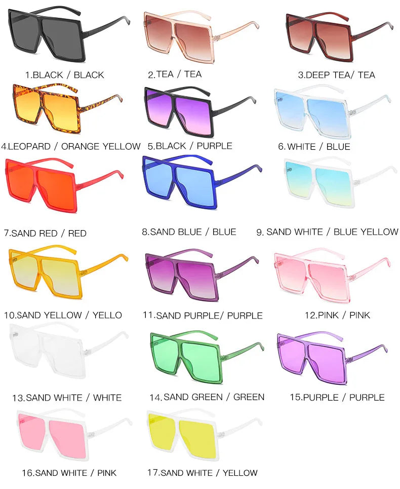 Brand Designer Oversized Square Sunglasses For Women Big UV400 Sun Glasses Womens Sunglasses