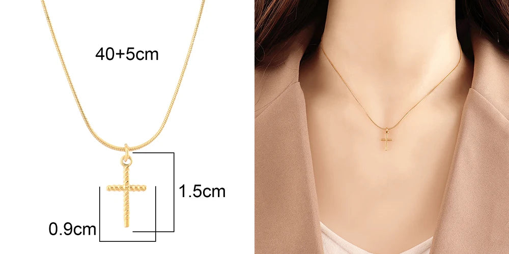 18k Gold Plated Stainless Steel Snake Chain Choker Necklace For Woman Cross Pendants Necklaces Gifts Men Jewelry Wholesale