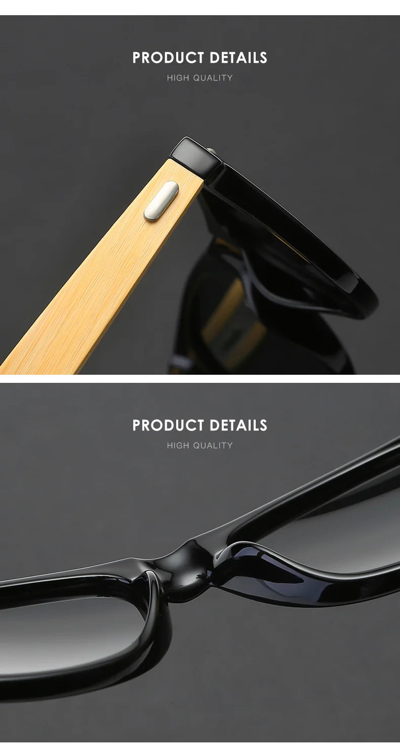 Wood Bamboo Sunglasses Men Women Classic Non-Polarized UV400 Vintage Driving Sun Glasses Black Fishing Eyewear UV400 Eyeglasses