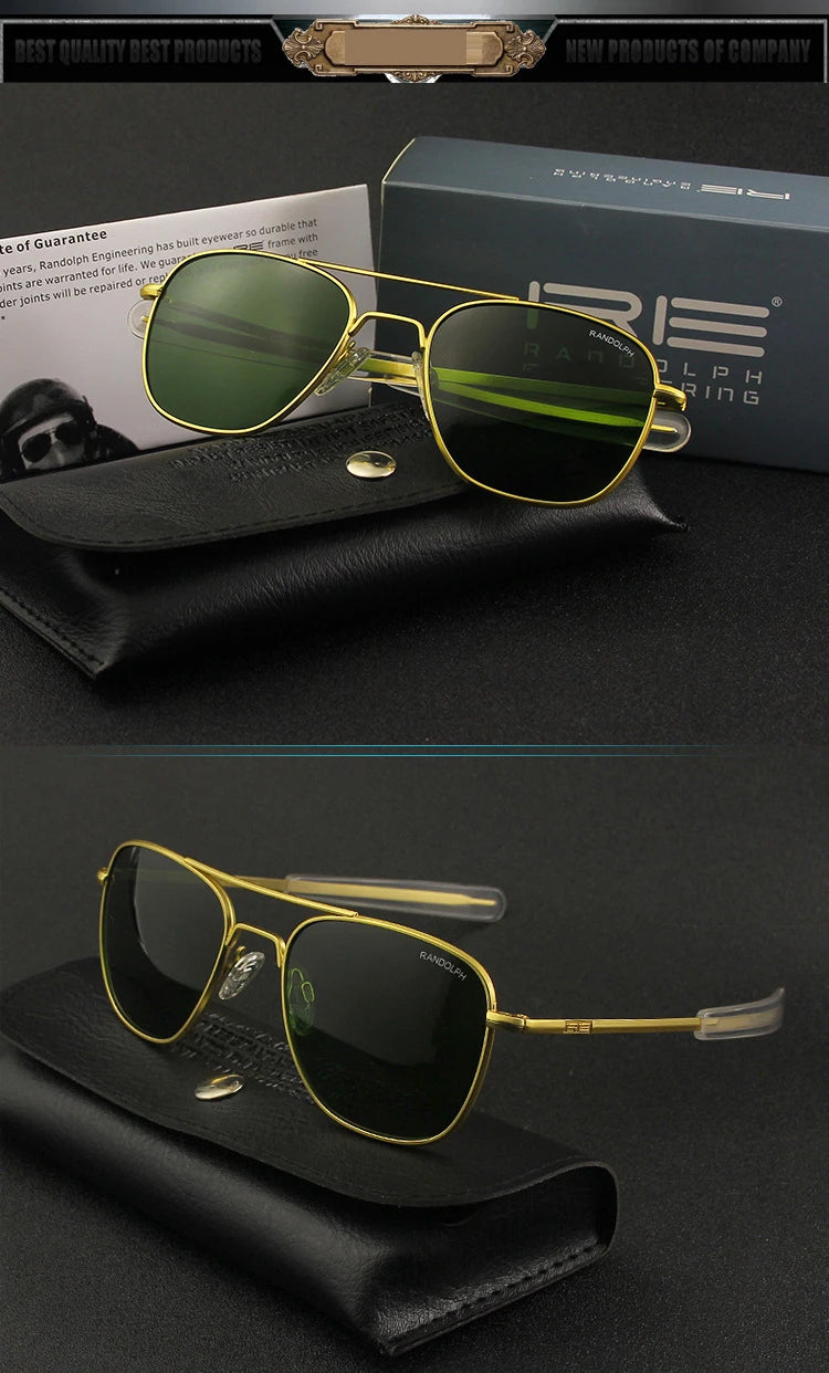 Pilot RE Sunglasses Men Top Quality Sun Glasses For Male American Army Military Glass Lens AO Lens Oculos