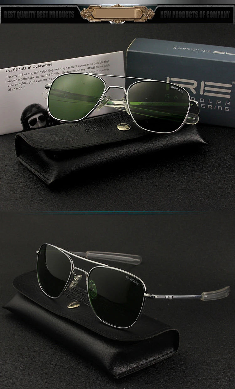 Pilot RE Sunglasses Men Top Quality Sun Glasses For Male American Army Military Glass Lens AO Lens Oculos