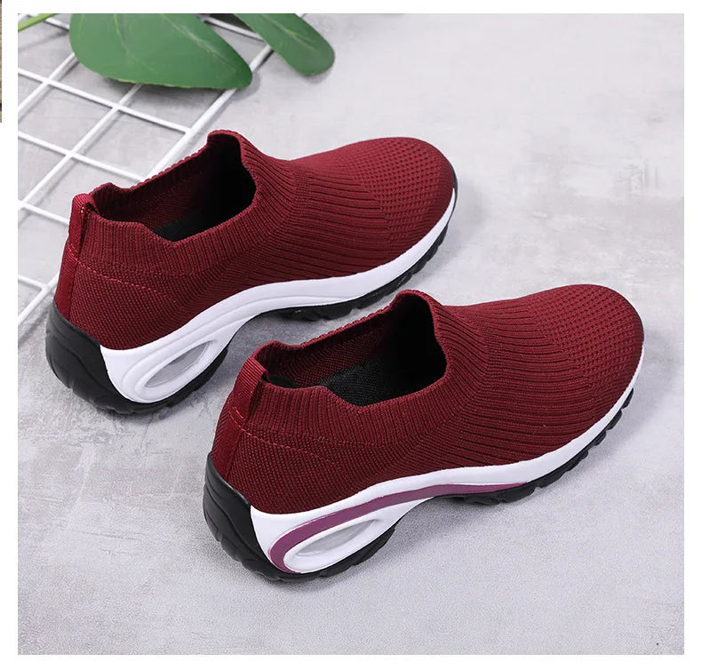 Sneakers Women Fashion Wedge Platform Female New Casual Sport Shoes Ladies Air Cushion Running Mesh Breathable Shoes Wholesale