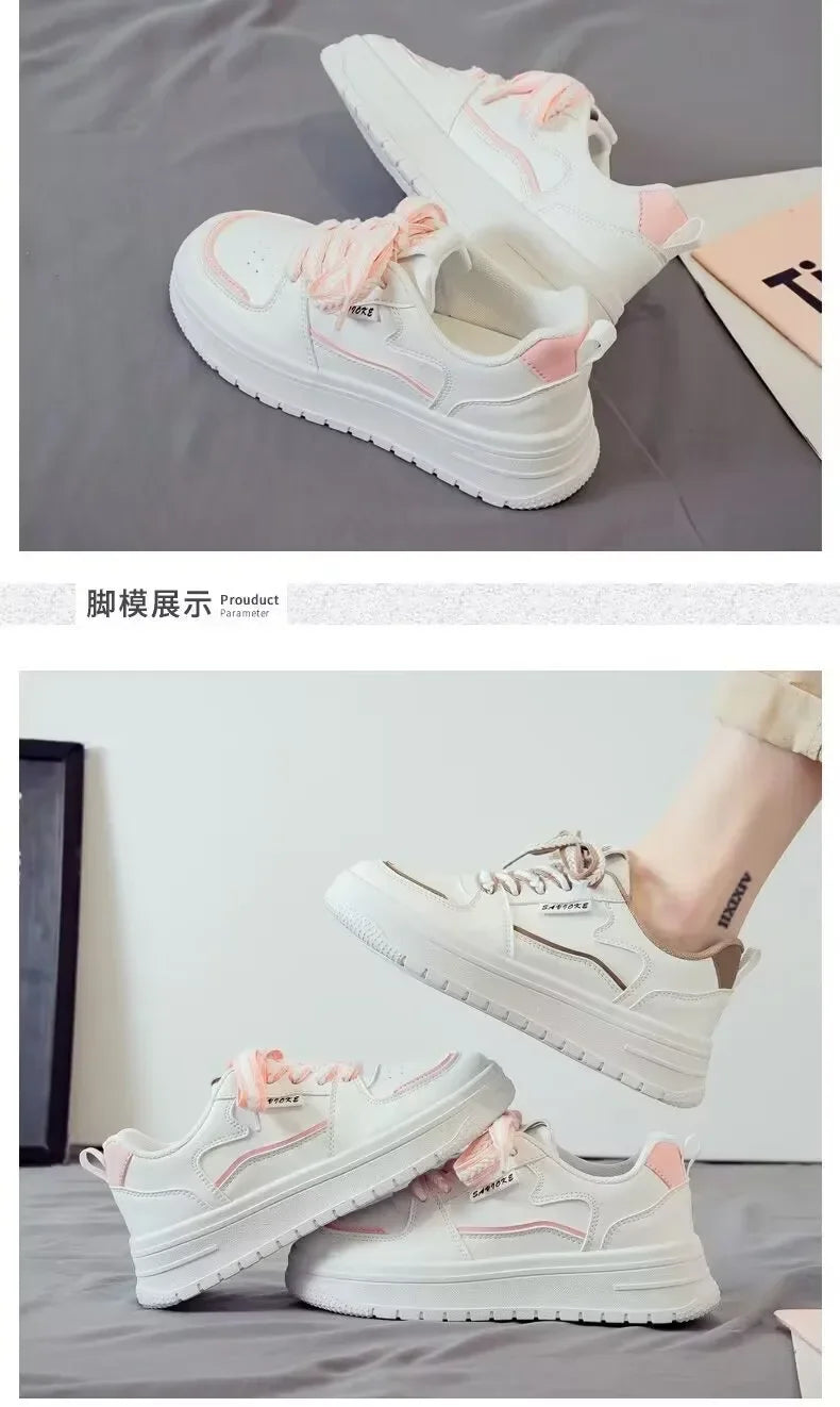 Platform Running Sneakers 2024 New Women Tennis shoes Woman Walking Chunky Sneakers white Casual Vulcanized Shoes