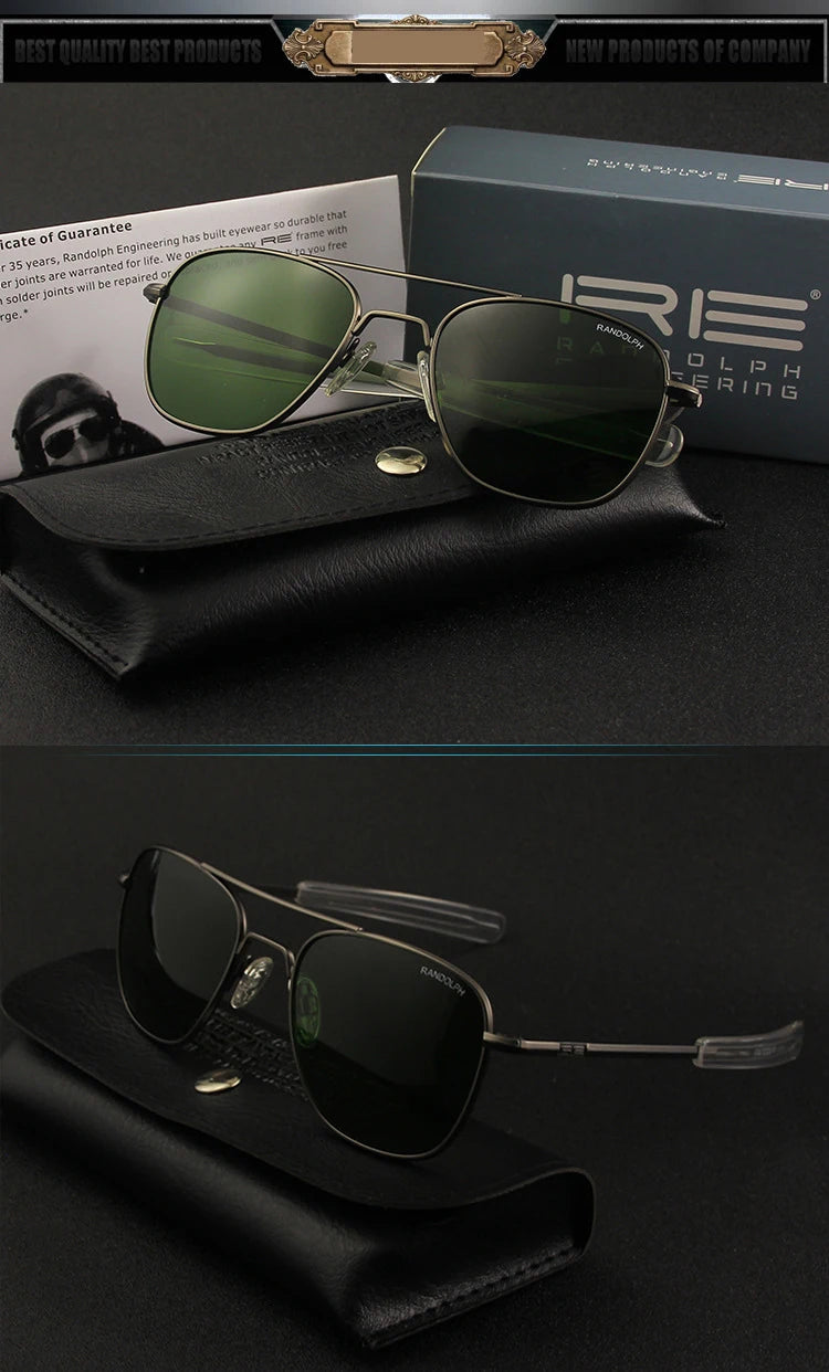 Pilot RE Sunglasses Men Top Quality Sun Glasses For Male American Army Military Glass Lens AO Lens Oculos