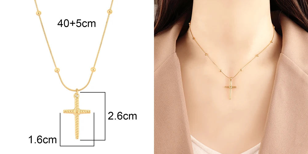 18k Gold Plated Stainless Steel Snake Chain Choker Necklace For Woman Cross Pendants Necklaces Gifts Men Jewelry Wholesale