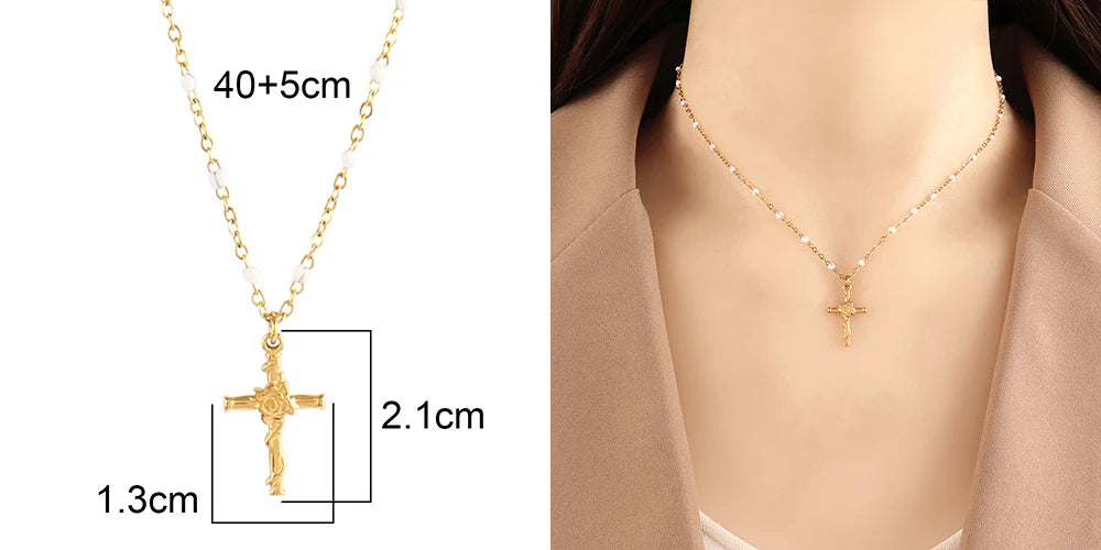 18k Gold Plated Stainless Steel Snake Chain Choker Necklace For Woman Cross Pendants Necklaces Gifts Men Jewelry Wholesale