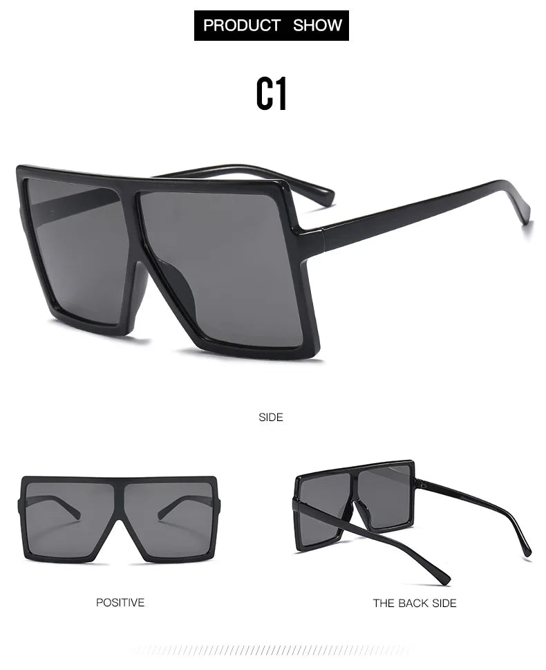 Brand Designer Oversized Square Sunglasses For Women Big UV400 Sun Glasses Womens Sunglasses