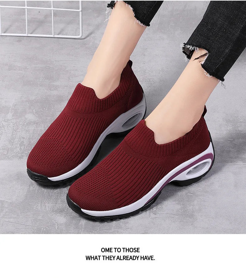 Sneakers Women Fashion Wedge Platform Female New Casual Sport Shoes Ladies Air Cushion Running Mesh Breathable Shoes Wholesale