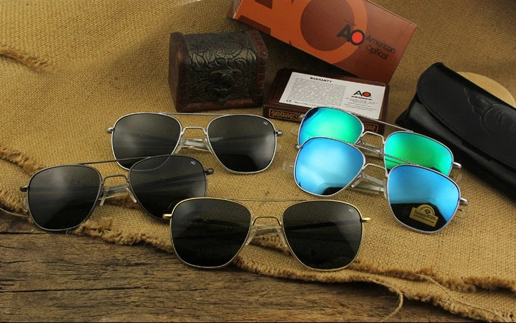 Pilot AO Sunglasses Men Top Quality Brand Designer AGX Tempered Glass Lens Sun Glasses Male