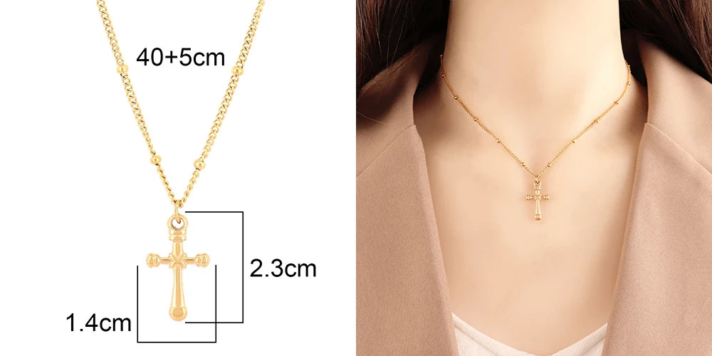 18k Gold Plated Stainless Steel Snake Chain Choker Necklace For Woman Cross Pendants Necklaces Gifts Men Jewelry Wholesale