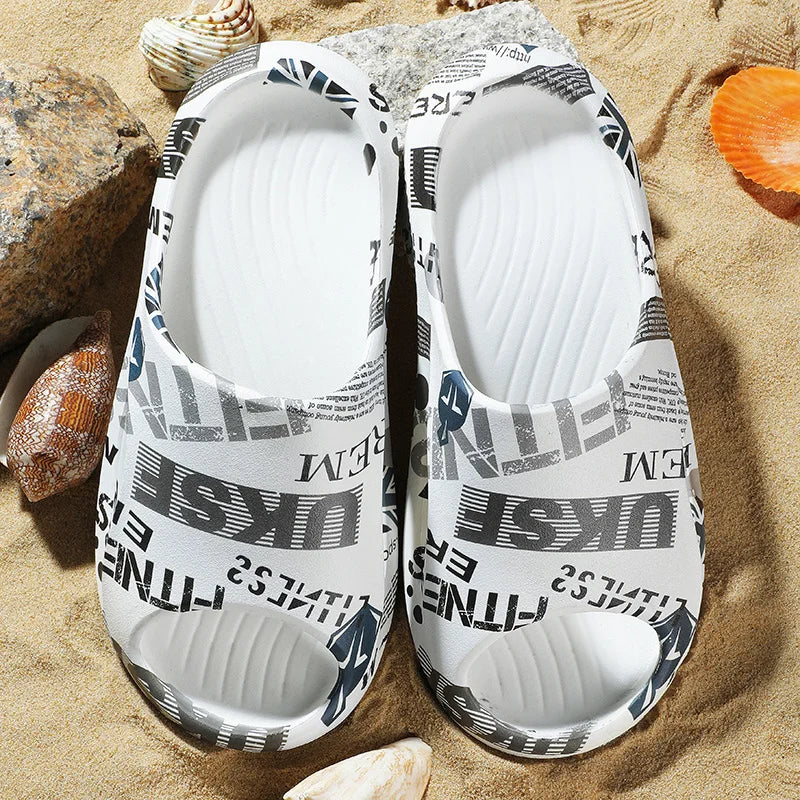 New 2024 Summer Thick Bottom Patchwork Fashion Sandals Men Casual Beach Shoes Hollow-Out Garden Clogs Outdoor Slippers EVA Shoes