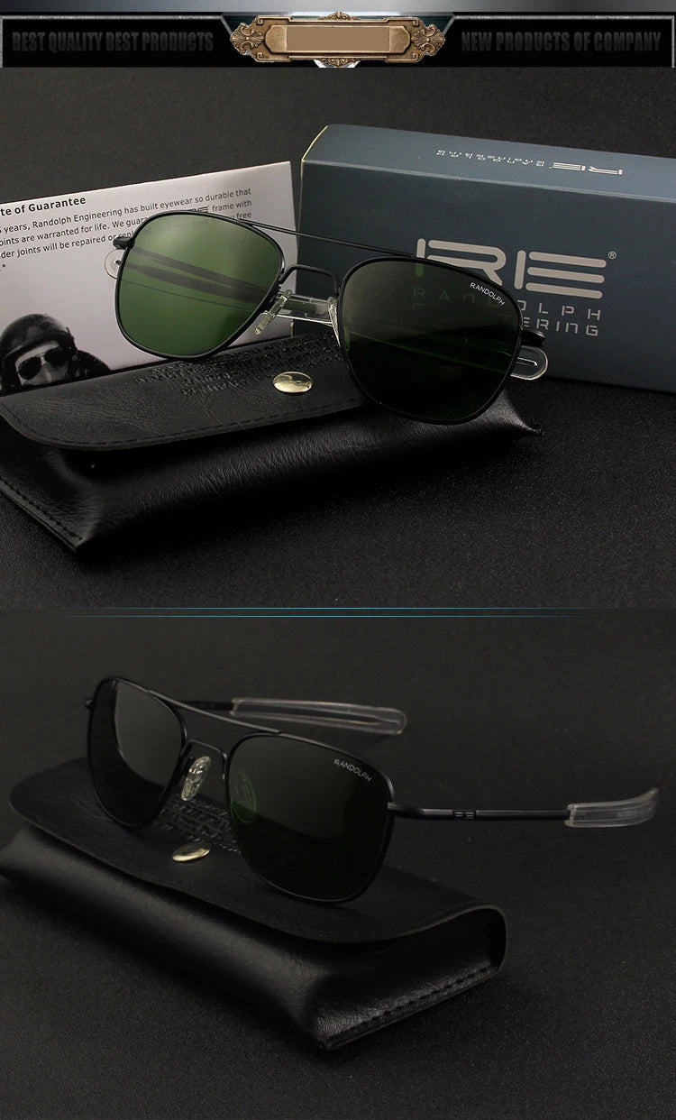 Pilot RE Sunglasses Men Top Quality Sun Glasses For Male American Army Military Glass Lens AO Lens Oculos