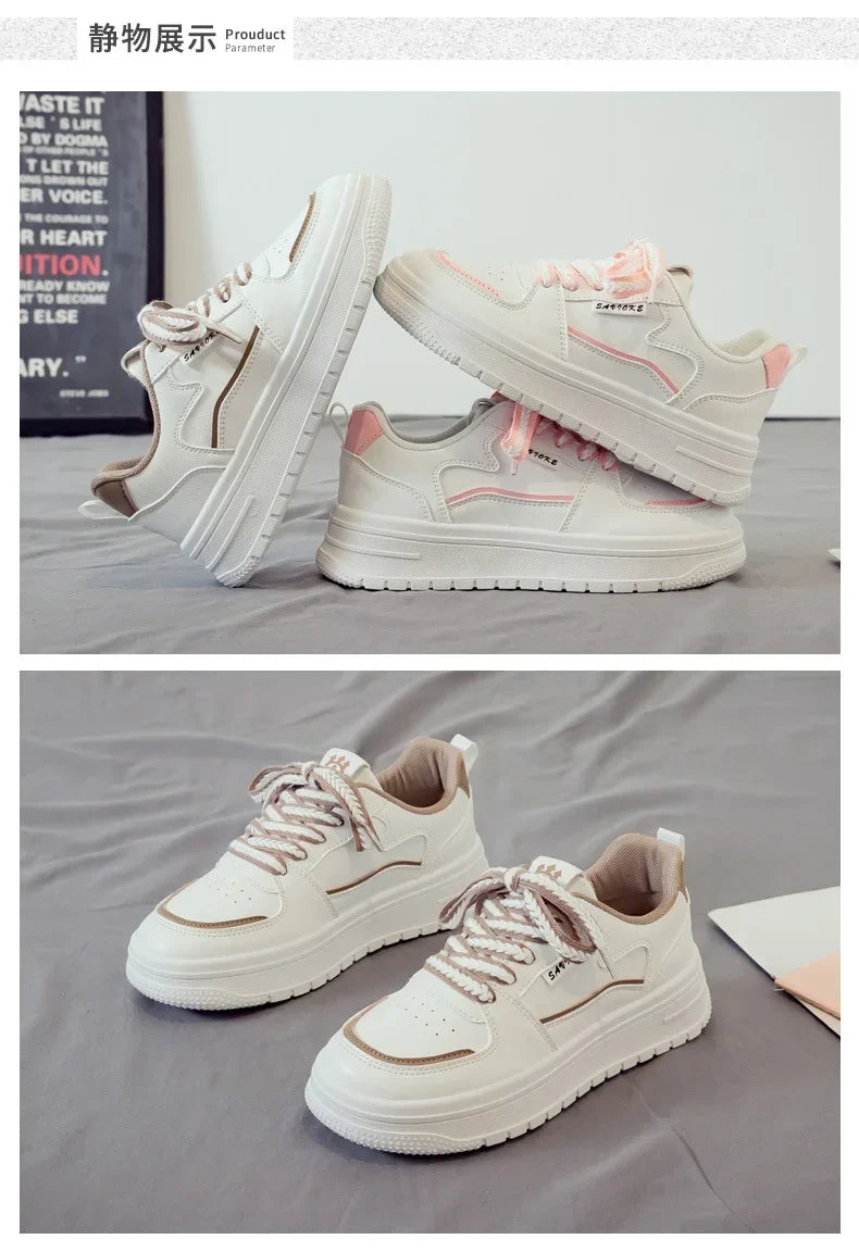 Platform Running Sneakers 2024 New Women Tennis shoes Woman Walking Chunky Sneakers white Casual Vulcanized Shoes