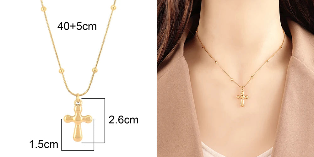 18k Gold Plated Stainless Steel Snake Chain Choker Necklace For Woman Cross Pendants Necklaces Gifts Men Jewelry Wholesale